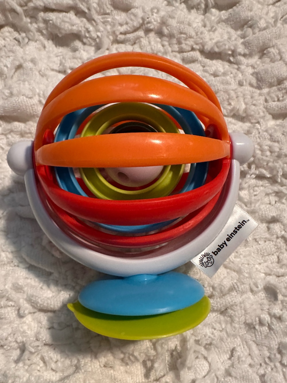Multicolor Rattle Ball - Bright Orange, Red, Blue, Green